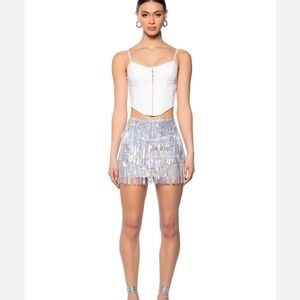 ✨AKIRA Silver Sequin Fringe Skirt✨